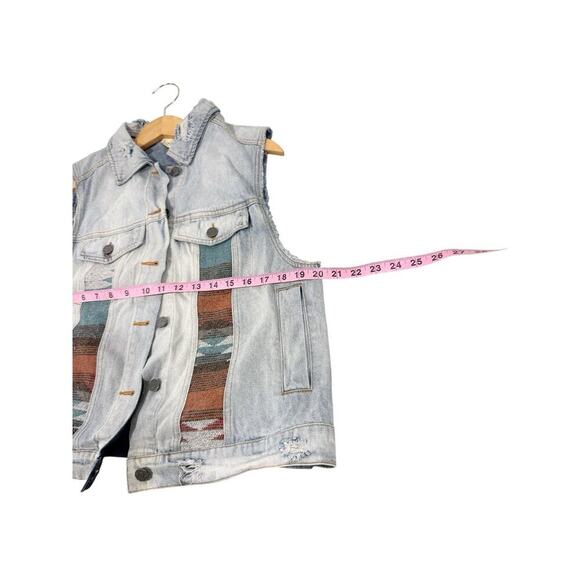 Sterling & Stitch Southwest Print Denim Vest Western Wear Boho Festival Womens L - Picture 5 of 6